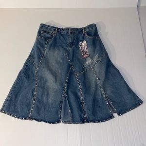 Platinum Plush Juniors Size Large Riveted Jean Skirt